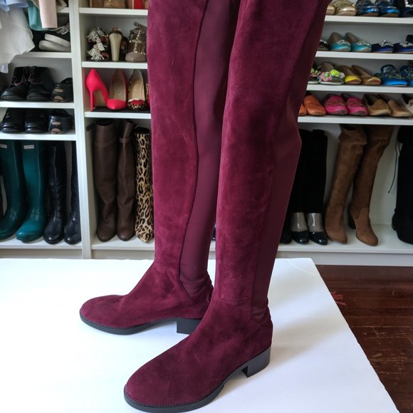 TORY BURCH Burgundy Over the Knee Suede OTK Boots - Picture 6 of 8
